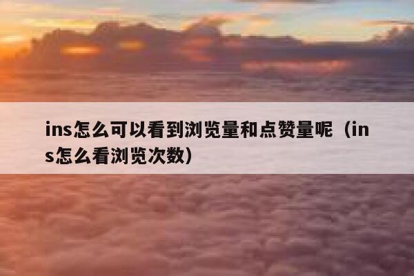 ins怎么可以看到浏览量和点赞量呢（ins怎么看浏览次数） 第1张