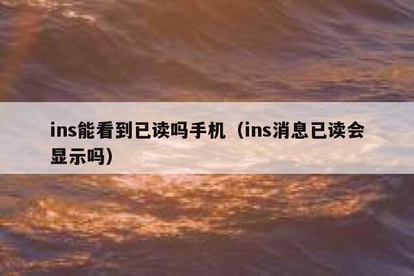ins能看到已读吗手机(ins消息已读会显示吗) 第1张 ins能看到已读吗手机(ins消息已读会显示吗) 第1张