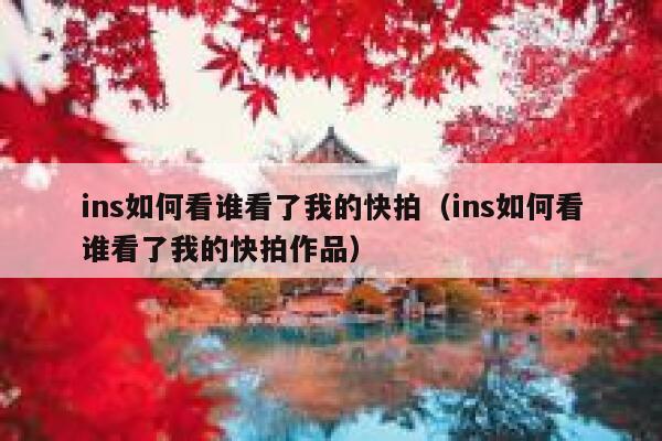 ins如何看谁看了我的快拍(ins如何看谁看了我的快拍作品) 第1张 ins如何看谁看了我的快拍(ins如何看谁看了我的快拍作品) 第1张