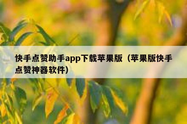 快手点赞助手app下载苹果版（苹果版快手点赞神器软件） 第1张