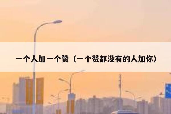 一个人加一个赞(一个赞都没有的人加你) 第1张 一个人加一个赞(一个赞都没有的人加你) 第1张