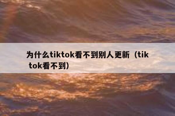 为什么tiktok看不到别人更新（tik tok看不到） 第1张