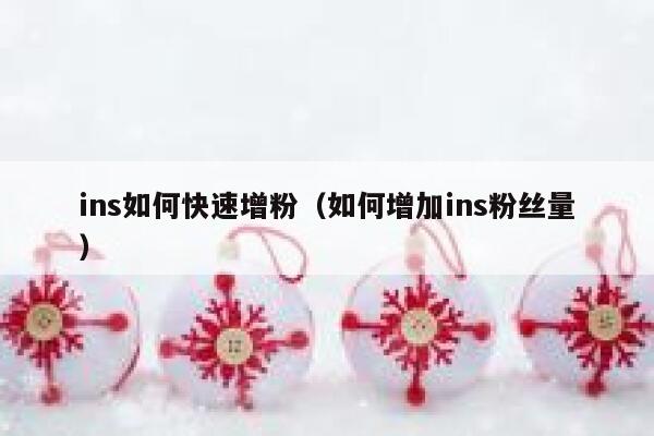 ins如何快速增粉（如何增加ins粉丝量） 第1张