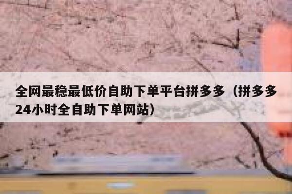 全网最稳最低价自助下单平台拼多多（拼多多24小时全自助下单网站） 第1张