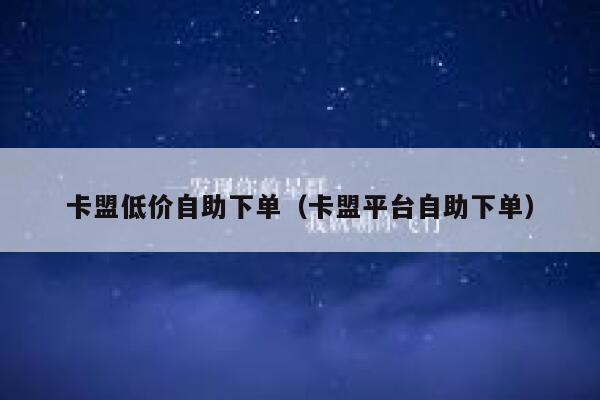 卡盟低价自助下单（卡盟平台自助下单） 第1张