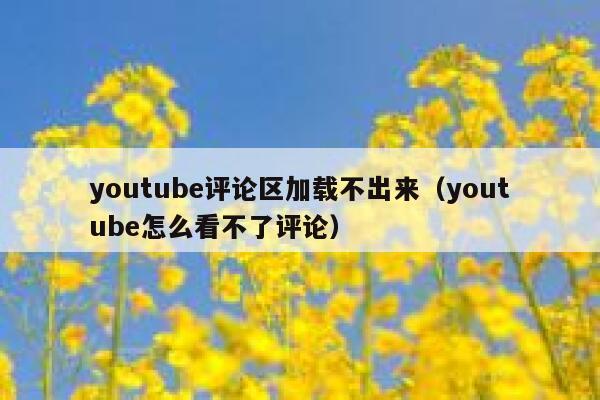 youtube评论区加载不出来（youtube怎么看不了评论） 第1张