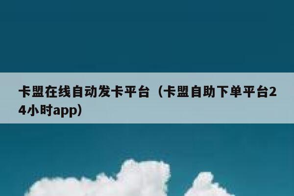 卡盟在线自动发卡平台（卡盟自助下单平台24小时app） 第1张