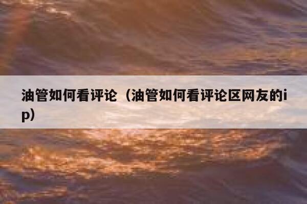 油管如何看评论（油管如何看评论区网友的ip） 第1张