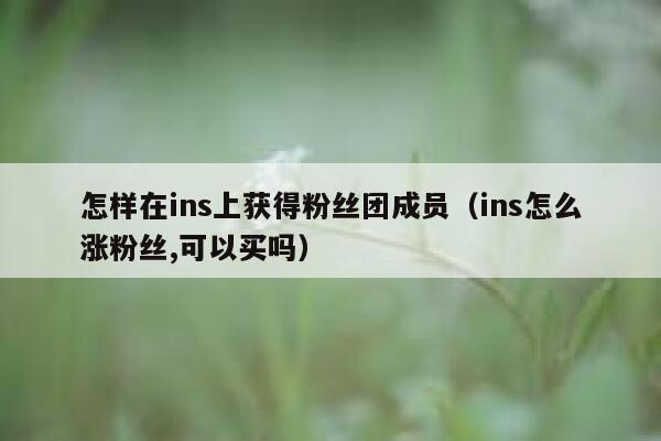 怎样在ins上获得粉丝团成员（ins怎么涨粉丝,可以买吗） 第1张