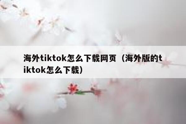 海外tiktok怎么下载网页（海外版的tiktok怎么下载） 第1张