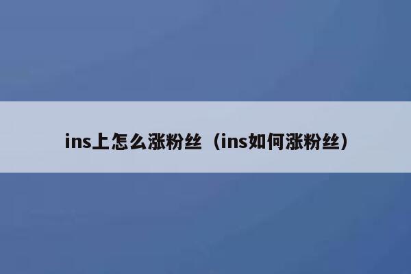 ins上怎么涨粉丝（ins如何涨粉丝） 第1张