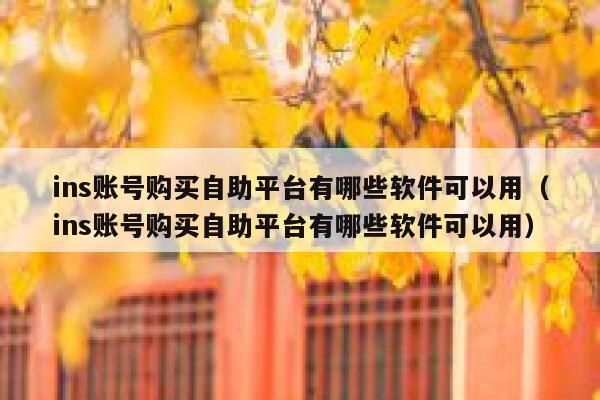ins账号购买自助平台有哪些软件可以用（ins账号购买自助平台有哪些软件可以用） 第1张