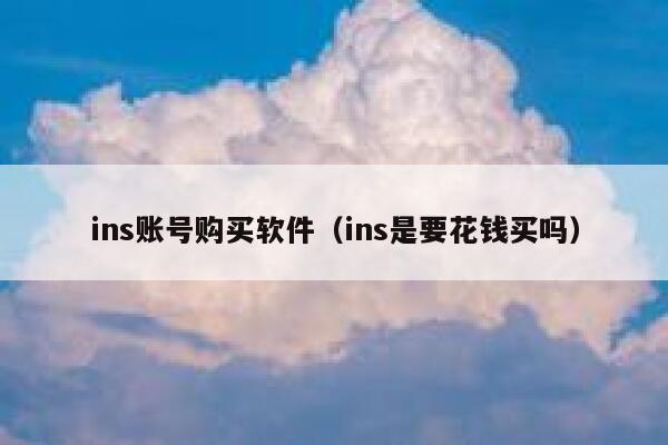 ins账号购买软件（ins是要花钱买吗） 第1张