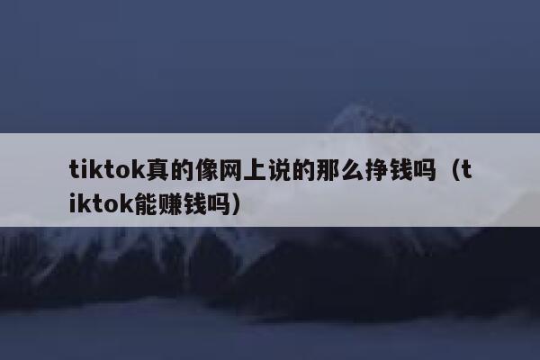 tiktok真的像网上说的那么挣钱吗（tiktok能赚钱吗） 第1张