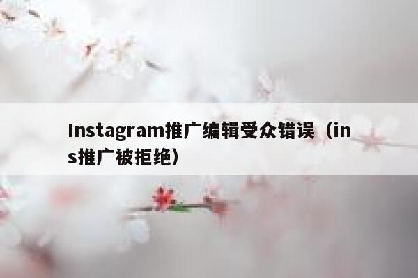 Instagram推广编辑受众错误（ins推广被拒绝） 第1张
