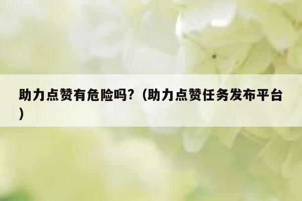 助力点赞有危险吗?（助力点赞任务发布平台） 第1张