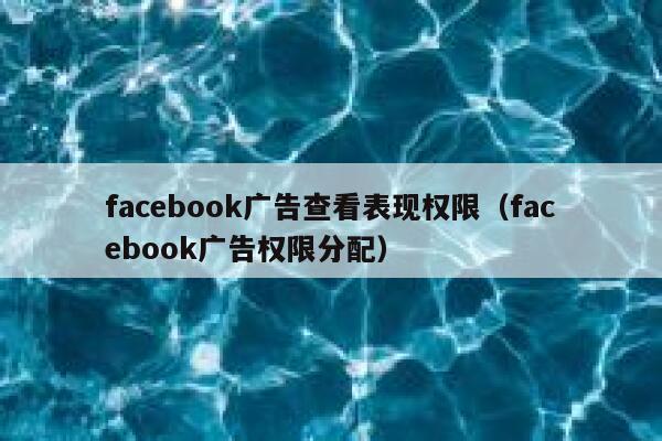 facebook广告查看表现权限（facebook广告权限分配） 第1张