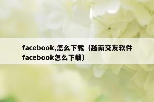 facebook,怎么下载（越南交友软件facebook怎么下载） 第1张