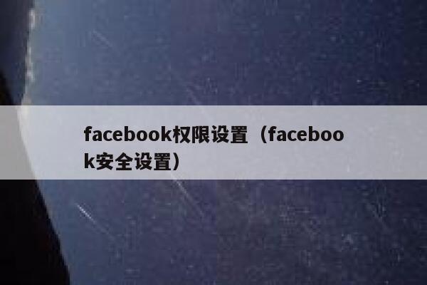 facebook权限设置（facebook安全设置） 第1张