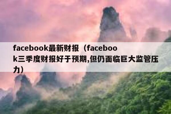 facebook最新财报（facebook三季度财报好于预期,但仍面临巨大监管压力） 第1张