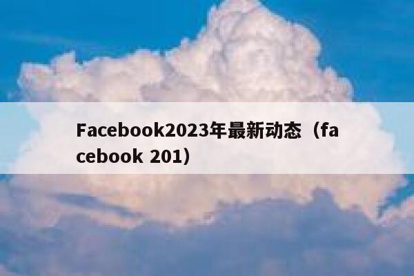 Facebook2023年最新动态（facebook 201） 第1张