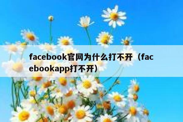 facebook官网为什么打不开（facebookapp打不开） 第1张