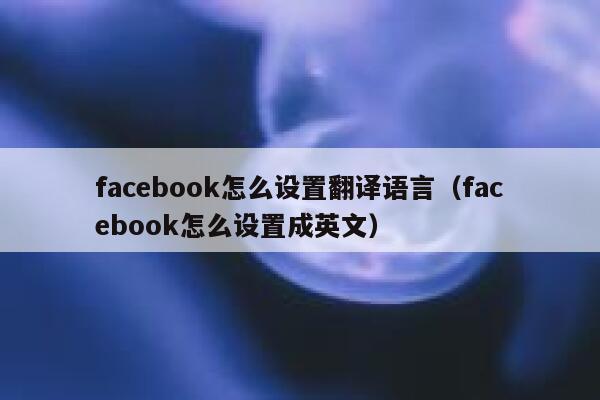 facebook怎么设置翻译语言（facebook怎么设置成英文） 第1张
