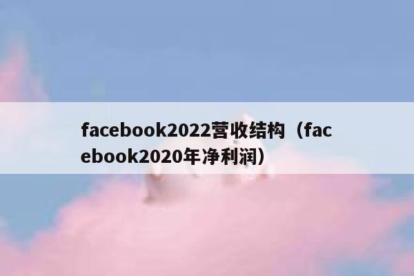 facebook2022营收结构（facebook2020年净利润） 第1张
