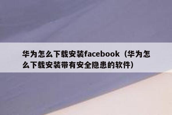 华为怎么下载安装facebook（华为怎么下载安装带有安全隐患的软件） 第1张