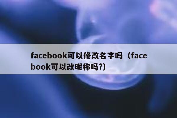 facebook可以修改名字吗（facebook可以改昵称吗?） 第1张