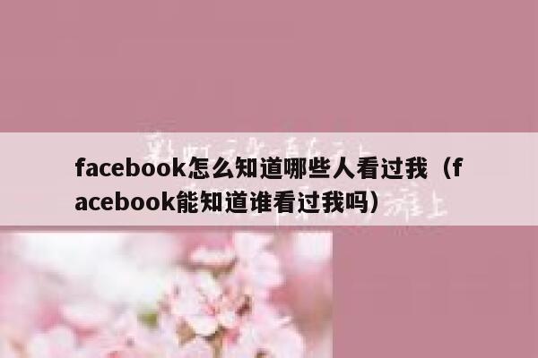 facebook怎么知道哪些人看过我（facebook能知道谁看过我吗） 第1张