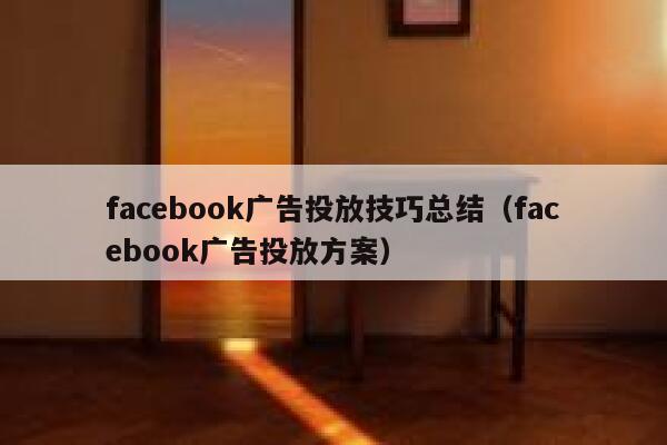 facebook广告投放技巧总结（facebook广告投放方案） 第1张