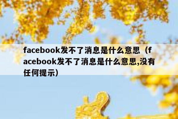 facebook发不了消息是什么意思（facebook发不了消息是什么意思,没有任何提示） 第1张