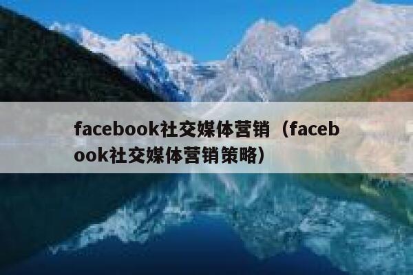 facebook社交媒体营销（facebook社交媒体营销策略） 第1张