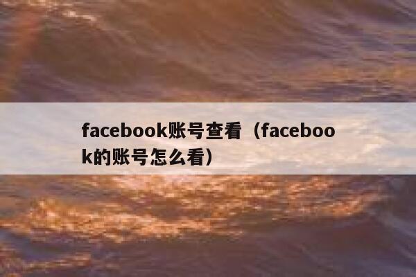 facebook账号查看（facebook的账号怎么看） 第1张
