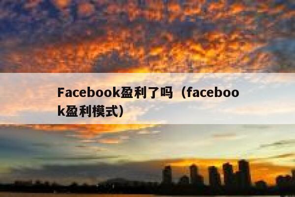 Facebook盈利了吗（facebook盈利模式） 第1张