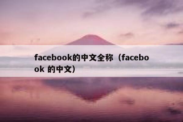 facebook的中文全称（facebook 的中文） 第1张