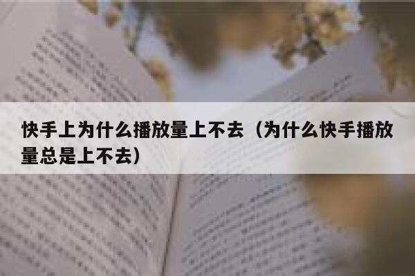 快手上为什么播放量上不去（为什么快手播放量总是上不去） 第1张