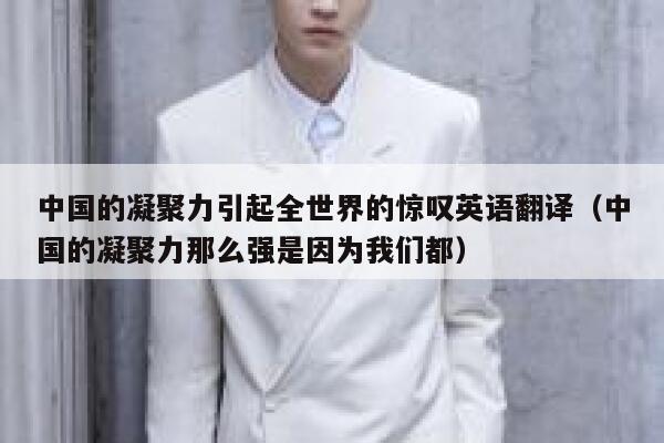 中国的凝聚力引起全世界的惊叹英语翻译(中国的凝聚力那么强是因为我们都) 第1张 中国的凝聚力引起全世界的惊叹英语翻译(中国的凝聚力那么强是因为我们都) 第1张