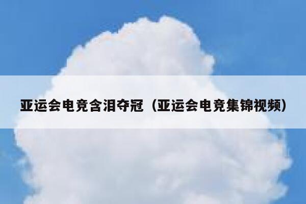 亚运会电竞含泪夺冠（亚运会电竞集锦视频） 第1张