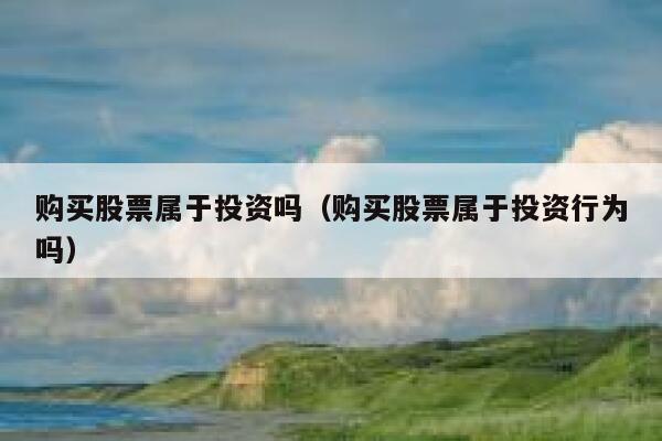 购买股票属于投资吗（购买股票属于投资行为吗） 第1张