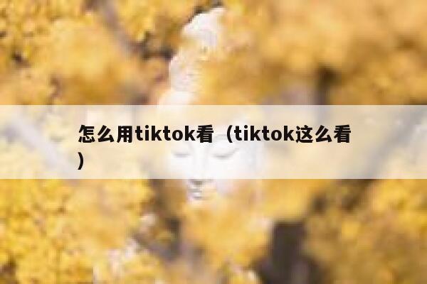 怎么用tiktok看（tiktok这么看） 第1张