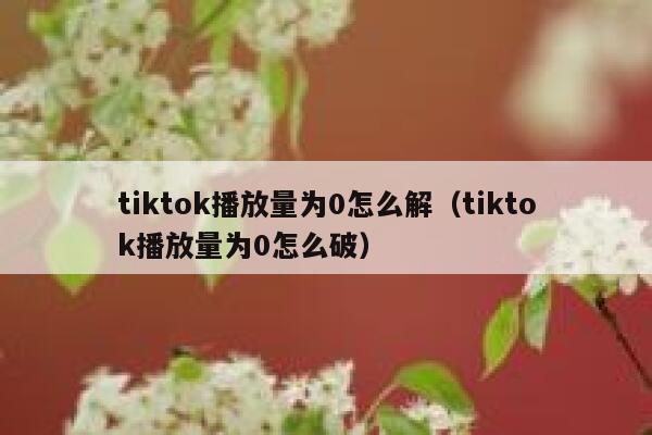 tiktok播放量为0怎么解（tiktok播放量为0怎么破） 第1张