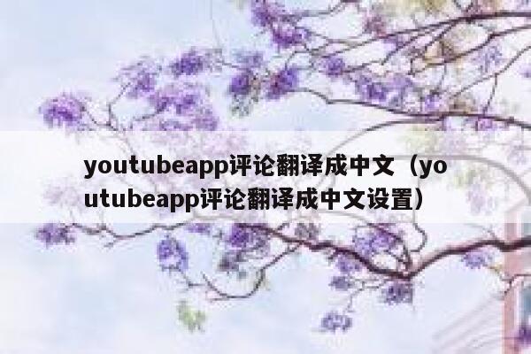 youtubeapp评论翻译成中文（youtubeapp评论翻译成中文设置） 第1张