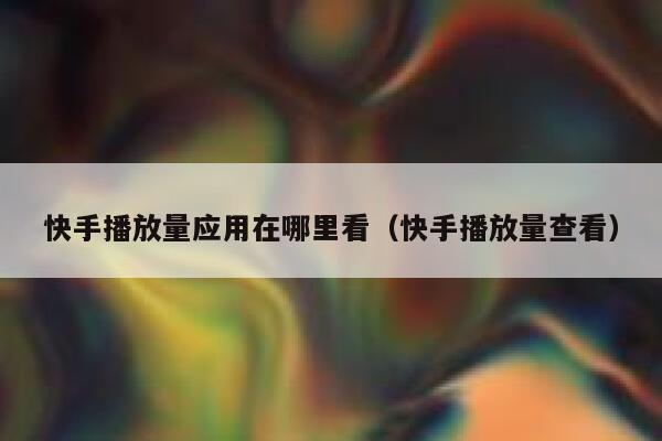 快手播放量应用在哪里看（快手播放量查看） 第1张