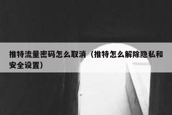 推特流量密码怎么取消（推特怎么解除隐私和安全设置） 第1张