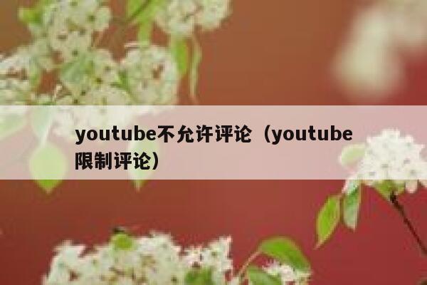 youtube不允许评论（youtube限制评论） 第1张