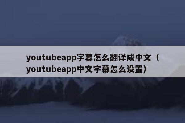 youtubeapp字幕怎么翻译成中文(youtubeapp中文字幕怎么设置) 第1张 youtubeapp字幕怎么翻译成中文(youtubeapp中文字幕怎么设置) 第1张