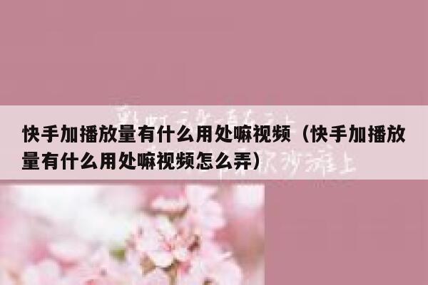 快手加播放量有什么用处嘛视频（快手加播放量有什么用处嘛视频怎么弄） 第1张