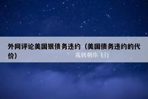 外网评论美国银债务违约（美国债务违约的代价） 第1张